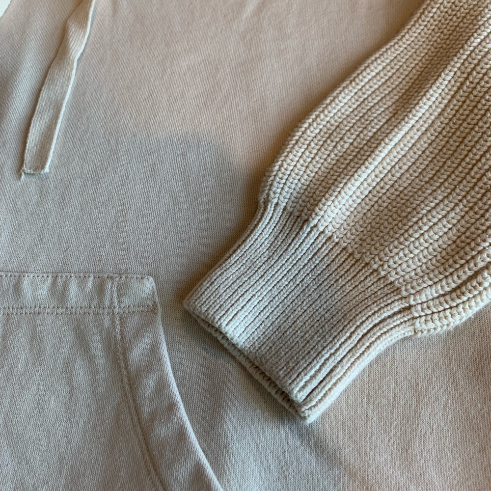 Time and Tru Mixed Media Cream Hoodie. Medium